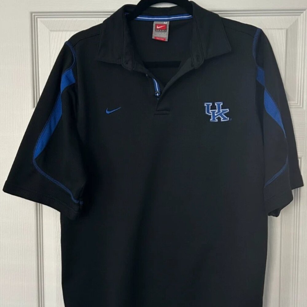 Nike Dri-Fit Mens Black Kentucky Wildcats Short Sleeve Polo Mesh Fabric